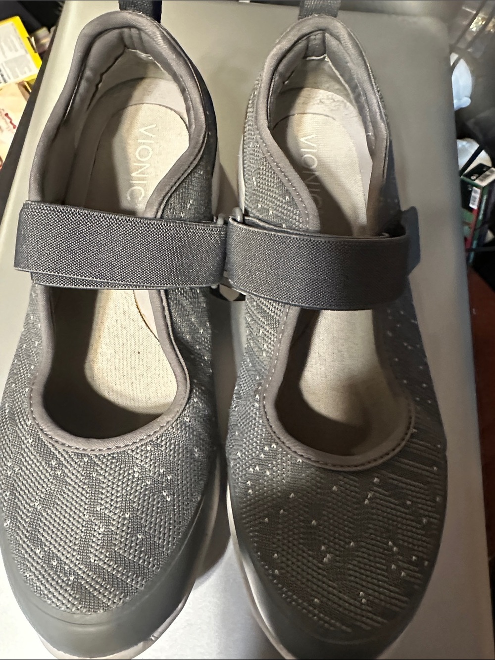 Vionic Women's Gray Mary Jane Flats with Strap